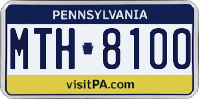 PA license plate MTH8100