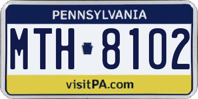 PA license plate MTH8102