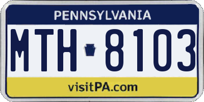 PA license plate MTH8103