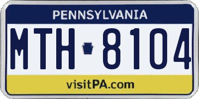 PA license plate MTH8104
