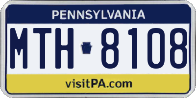 PA license plate MTH8108