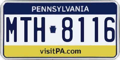 PA license plate MTH8116