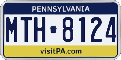 PA license plate MTH8124
