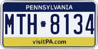PA license plate MTH8134