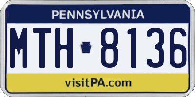 PA license plate MTH8136