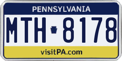 PA license plate MTH8178