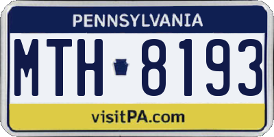 PA license plate MTH8193
