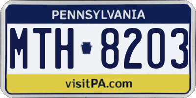 PA license plate MTH8203