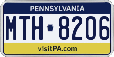 PA license plate MTH8206