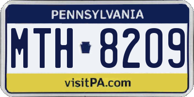 PA license plate MTH8209