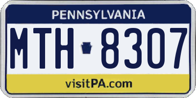 PA license plate MTH8307