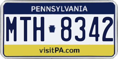PA license plate MTH8342