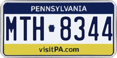 PA license plate MTH8344