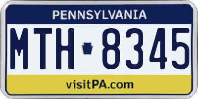 PA license plate MTH8345