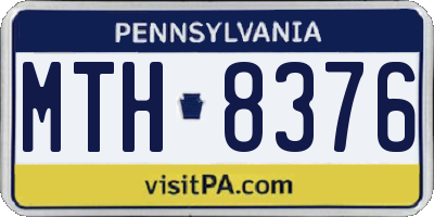 PA license plate MTH8376
