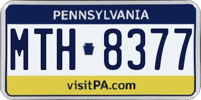 PA license plate MTH8377