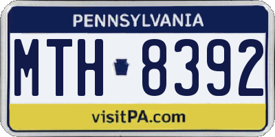 PA license plate MTH8392