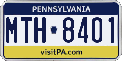 PA license plate MTH8401