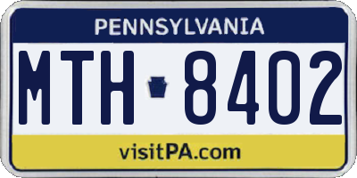 PA license plate MTH8402