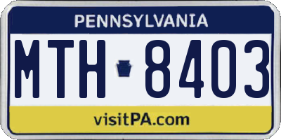 PA license plate MTH8403