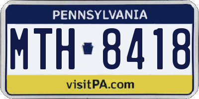 PA license plate MTH8418