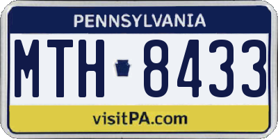 PA license plate MTH8433