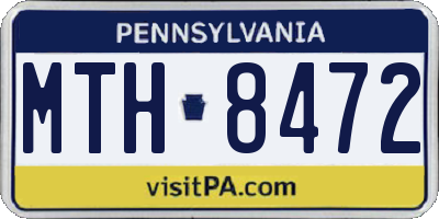 PA license plate MTH8472