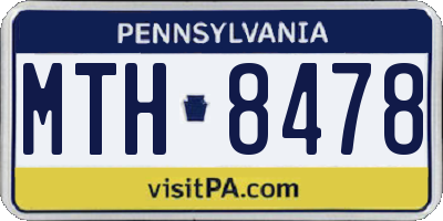 PA license plate MTH8478