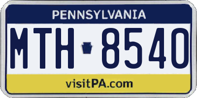 PA license plate MTH8540