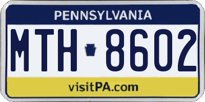 PA license plate MTH8602