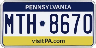 PA license plate MTH8670
