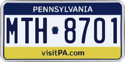 PA license plate MTH8701