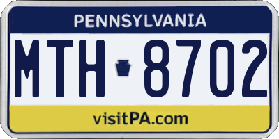 PA license plate MTH8702