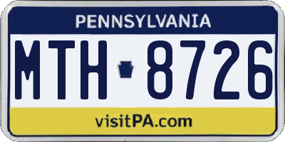 PA license plate MTH8726