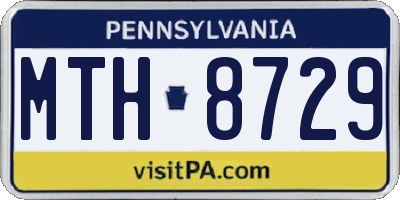 PA license plate MTH8729