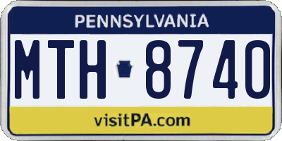 PA license plate MTH8740