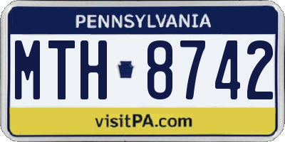 PA license plate MTH8742