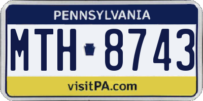 PA license plate MTH8743