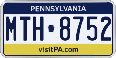PA license plate MTH8752