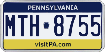 PA license plate MTH8755