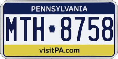 PA license plate MTH8758