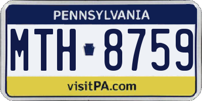 PA license plate MTH8759