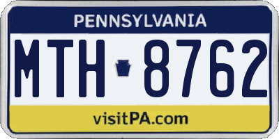 PA license plate MTH8762