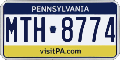 PA license plate MTH8774