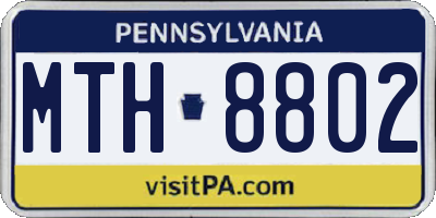 PA license plate MTH8802