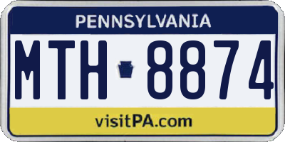 PA license plate MTH8874