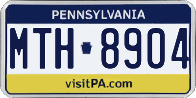 PA license plate MTH8904