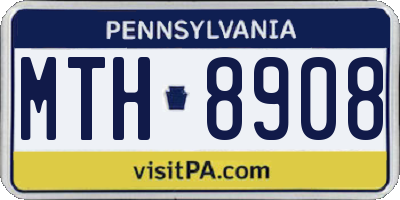 PA license plate MTH8908
