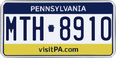 PA license plate MTH8910