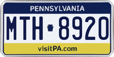 PA license plate MTH8920